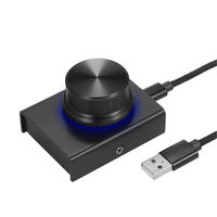 COKYIS Mini contrôleur de volume USB en métal avec LED bleue pour PC portable avec amplificateur - Plug and Play