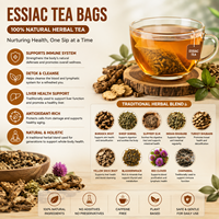 Thé Essiac, formule originale à 4 herbes, racine de bardane, sorrel, orme glissant, rhubarbe de Turquie, thé aux herbes pour soutenir l'immunité, 50 sachets de 3g