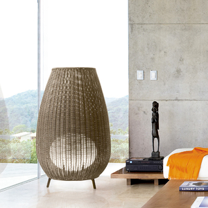 Lampe de sol en rotin moderne pour l'extérieur, avec climatisation ou batterie Li-ion de 10000 mAh, rechargeable, étanche IP65, pour la plage, le jardin - Product Image 2