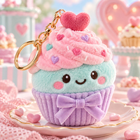 Porte-clés en peluche Kawaii Cupcake, breloque personnalisée en forme de cœur, jouet doux pour cadeaux de la Saint-Valentin, boutiques et marques de cadeaux en ligne