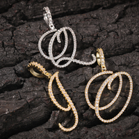 Nouveau Collier Pendentif Lettre Cursive Sertie de Zircons Cubiques, Couleurs Or et Argent, Breloques Alphabet, Bijoux Hip Hop
