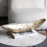 Plateau à fruits en résine dorée créative, petit bateau, plateau doré de luxe léger haut de gamme pour le salon, la table à manger, décoration de la maison
