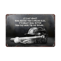 Venta al por mayor de placas de metal de bolas vintage personalizadas béisbol baloncesto fútbol carteles de chapa decorativos cartel de regalo deportivo