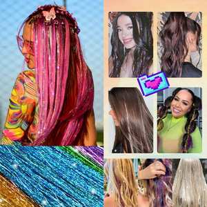 Amygirl – Magnifique cheveux synthétiques de 48 pouces, 20g, en fibre haute température, pailletés or et argent, colorés, tissage double machine, lisses et doux - Product Image 4