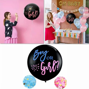 ลูกโป่ง HLC จัมโบ้ขนาด 36 นิ้ว สีดำ พร้อมชุดคอนเฟตติรูปหัวใจสีชมพูและสีฟ้า สำหรับงานเฉลิมฉลองเปิดเผยเพศลูกน้อย ทั้งเด็กชายและเด็กหญิง - Product Image 5