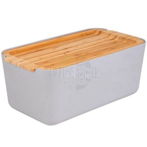 Boîte à pain en bambou avec planche à découper, 1 niveau, récipient de stockage alimentaire pour la cuisine - Product Image 1