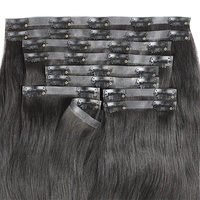 Extensions de cheveux à clipser en PU, tissage vietnamien double machine, pointes pleines, toutes couleurs, adaptées à la vente en gros, cheveux Remy