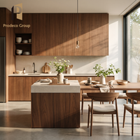 Ensemble d'armoires de cuisine rustiques style ferme pour maison de ville, ton bois chaud, meubles de rangement pour cuisine domestique