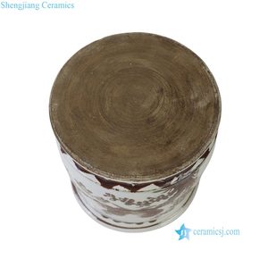 Maceta cilíndrica de cerámica RZNA40-D estilo Chinoiserie, color marrón hierro, pintada a mano con dos gorjas y flor de <span class=keywords><strong>ciruelo</strong></span> - Product Image 6