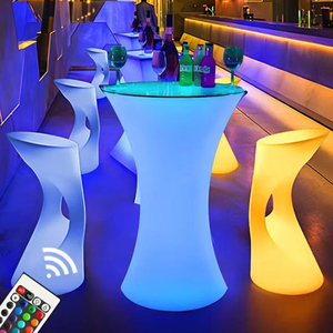 Customized Modern Round Plastic Luminous High <b>Bar</b> Table with <b>Small</b> Waist Design for Event Restaurant Nightclub Gym <b>Bar</b> Club - Product Image 3