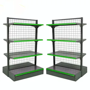 Supermarket shelving with removable grid single sided and double sided customised