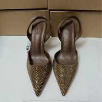 Sandales à talons hauts pour femmes, collection été 2026, à talon fin, ornées de strass, en maille brillante, style mode, à talon ouvert et à bout peu profond