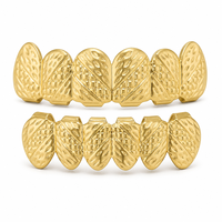BES Fashion Hip Hop Grillz en laiton plaqué or 14K en forme de dents, bijoux corporels unisexe pour Halloween, anniversaire ou fêtes