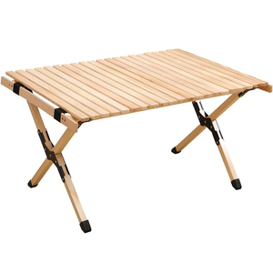 Outdoor Camping Wooden Egg Roll Folding Portable Table Barbecue Picnic Table