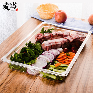 ถาดเสิร์ฟอะคริลิกใสทรงสี่เหลี่ยมผืนผ้า ปลอดภัยสำหรับเครื่องล้างจาน ใช้ในร้านอาหาร ลายเรียบ ทนทาน เหมาะสำหรับใช้ในครัวเรือน - Product Image 1