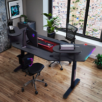Bureau de jeu extra large de qualité professionnelle avec cadre métallique réglable et durable et finition élégante en fibre de carbone