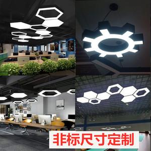 Lámpara Colgante LED de Estilo Industrial para Oficina, Forma Hexagonal Irregular, Cobertura de 10-15 m², Ideal para Centros Comerciales, Gimnasios y Supermercados - Product Image 3