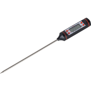 Thermomètre à viande noir avec sonde extra longue pour cuisine, lait, bonbons, viande, et minuteurs pour barbecue et grillades - Product Image 1