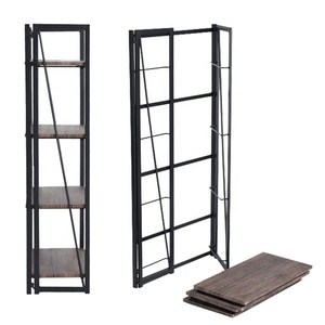 Super septiembre <span class=keywords><strong>de</strong></span> nuevo diseño <span class=keywords><strong>de</strong></span> muebles <span class=keywords><strong>de</strong></span> hierro <span class=keywords><strong>de</strong></span> 4 niveles <span class=keywords><strong>de</strong></span> <span class=keywords><strong>madera</strong></span> plegable estantería biblioteca moderna - Product Image 2