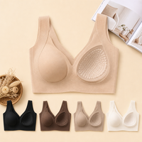 Soutien-gorge sans couture en polyamide et élasthanne, respirant, en dentelle tricotée, sans armatures, col en V, large, chaud et confortable, 5 couleurs, tailles régulières et grandes pour adultes