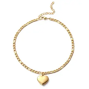 SP Nouveau Simple En Forme de Coeur En Acier Inoxydable 18K Or Bracelets De Cheville Cheville Bracelets Bijoux Pour Femme