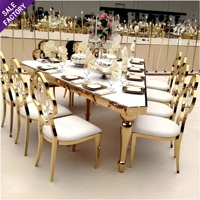 Sino Perfect meubles en verre trempé or pieds mariage événement Banquet en acier inoxydable dîner Table chaise ensemble