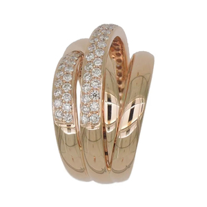 แหวนแฟชั่นฮิปฮอป ดีไซน์หรูหรา แหวนสแตนเลสชุบทองประดับเพชร 3 วง - Product Image 2