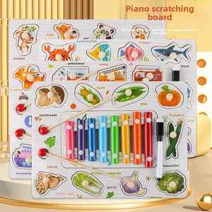 Xylophone en bois créatif, planche à saisir multifonctionnelle, jouet éducatif Montessori, puzzle musical d'apprentissage précoce pour les tout-petits - Product Image 1