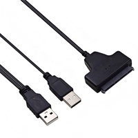 Câble USB 2.0 double vers SATA 7+15/22 broches en cuivre pour disque dur SSD 2,5/3,5 pouces avec port d'alimentation CC