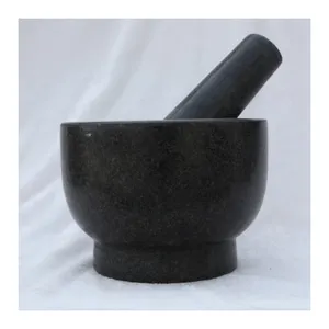 Factory Supplied Family Cooking Reuse 14*10cm Grind Stone Hand Movement Granite Mortar And Pestle
