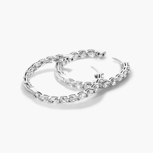 Magnifiques boucles d'oreilles créoles en argent sterling 925 plaqué or avec moissanite, bijoux de luxe de créateur haut de gamme, accessoire de mode étincelant - Product Image 1