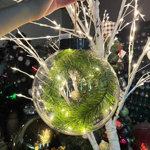 Bola de Navidad de plástico iluminada transparente grande de 6-8 pulgadas, adorno para árbol de Navidad, bola decorativa personalizable para las fiestas - Product Image 3