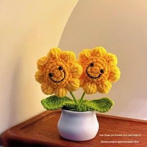 Flores Artificiales Tejidas a Mano en Maceta, Lirio de los Valles, Decoración para el Hogar, Regalo para el Día de la Madre, Ramo de Girasoles - Product Image 5