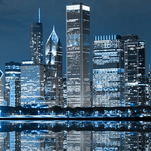 Потрясающая Печать на холсте Городской Ночной горизонт с яркими огнями и отражениями для городского декора - Product Image 5