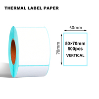 LTLL 500 feuilles 50x70mm Zebra Phomemo étanche Mini rouleau d'étiquettes autocollantes thermiques directes sans BPA emballé avec auto-adhésif