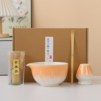 Ensemble de matcha pour débutants en céramique avec étiquette privée personnalisée, design mignon et coloré pour bébé, 4 pièces