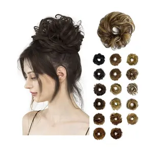 Frauen Damen chaotische Scrunchie Chignon-Haarbündel gerades elastisches Band Updo-Haarstück echthaar-Chignon