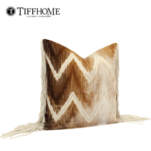 Housse de coussin décorative TiffHome Chic à motifs, avec franges, couleur marron ombré, pour canapé, chambre à coucher, salon - Product Image 6