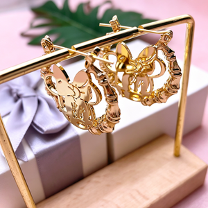 Boucles <span class=keywords><strong>d</strong></span>'oreilles en acier inoxydable personnalisées <span class=keywords><strong>Minnie</strong></span> Mouse, en bambou, plaquées or 18 carats, personnage de dessin animé, bijoux pour femmes - Product Image 3