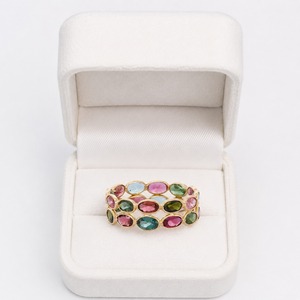 Bague ovale multi-tourmalines en or jaune 18 carats, 24 pierres, 5 carats, bijoux fins pour femme, luxe, sertissage à griffes - Product Image 6