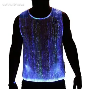 Lueur led activé par le son led t-shirt pour hommes vêtements lumineux Rave Party Mask Dance Costume - Glow EDM vêtements LED Burning Man