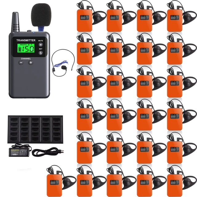 Wireless Audio Tour Guide Headset System Radioguide 2.4GHz, 70 Hours Battery Life for Conference Simultaneous Interpretation