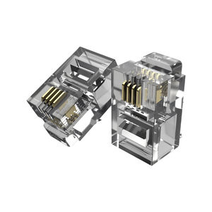 Nuevo enchufe Modular 4P4C Teléfono de 4 núcleos chapado en oro 50U grado ignífugo V0 cabeza de cristal RJ11 conectores de red - Product Image 1