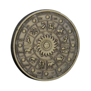 Moneta Commemorativa dello Zodiaco - Lega di Zinco Anticata da Collezione, Design con Ruota Astrologica delle 12 Costellazioni per Astrologia - Product Image 3