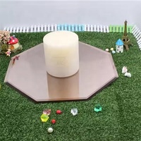 Plaque à bougie miroir carrée ronde en forme d'hexagone avec bord rond ou biseauté pour la décoration intérieure Caractéristique parfumée pour Noël