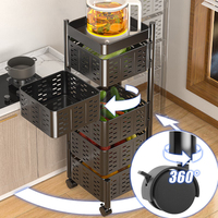 Support de sol rotatif pour la cuisine Support de rangement pour fruits et légumes multicouche Chariot de rangement en métal