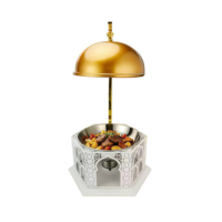 Neues Design Luxus Edelstahl Schwarz & Weiß 8L Runde Chafing Dishes Brennstoffbeheizte Buffet-Speisenwärmer mit Hängedeckel