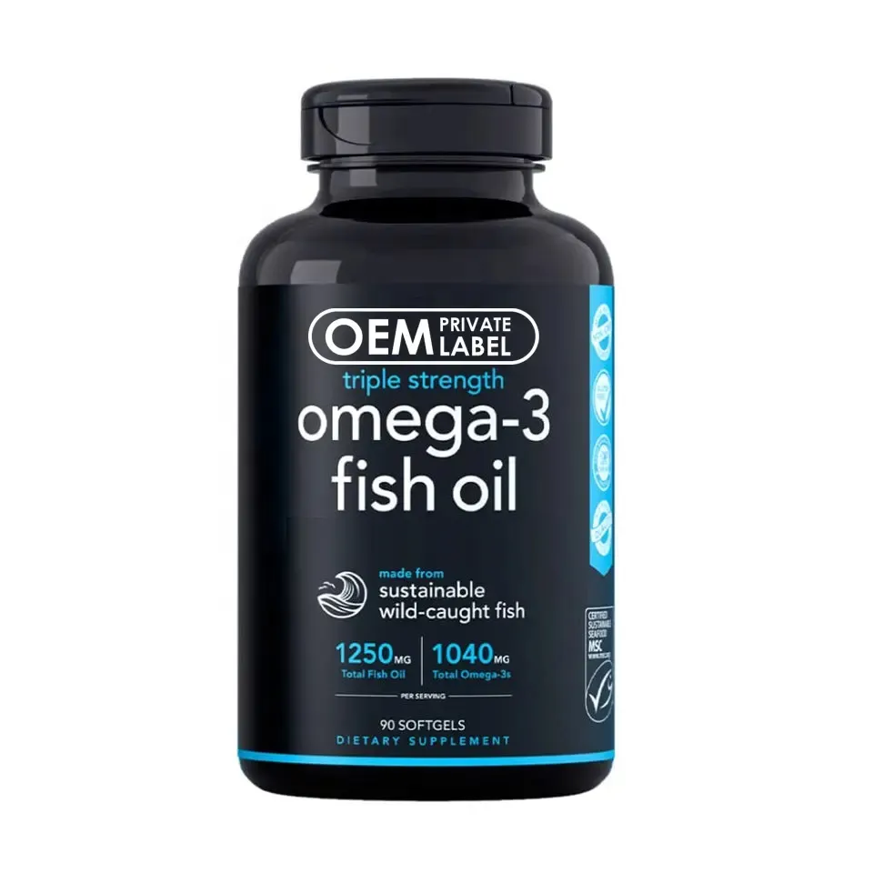 OEM/ODM Label pribadi minyak ikan alami Omega-3 kapsul Gel lunak minyak ikan kapsul lunak 1000mg kapsul minyak ikan