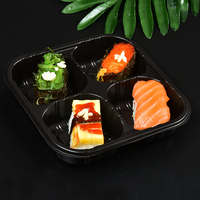 Minxing Einweg-Vierfach-Tablett aus PP-Kunststoff Quadratische Form Modell MX-R-38 für Sushi, Hamburger, Kartoffelchips
