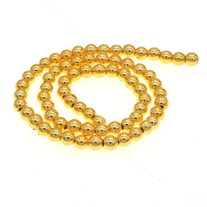 Venta al por Mayor <span class=keywords><strong>de</strong></span> Cuentas Sueltas <span class=keywords><strong>de</strong></span> Hematita en Forma Redonda Chapadas en Oro <span class=keywords><strong>de</strong></span> 14K para Bisutería - Product Image 5